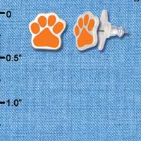 F1176 - Small Orange Paw - Post Earrings (1 Pair per package)