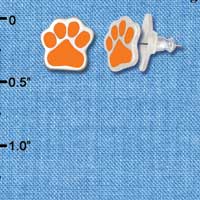 F1176 - Small Orange Paw - Post Earrings (1 Pair per package)