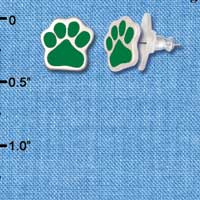 F1178 - Small Green Paw - Post Earrings (1 Pair per package)