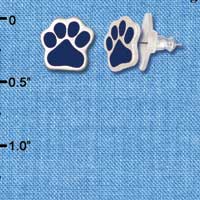 F1180 - Small Navy Blue Paw - Post Earrings (1 Pair per package)