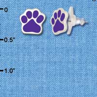 F1181 - Small Purple Paw - Post Earrings (1 Pair per package)
