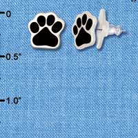 F1182 - Small Black Paw - Post Earrings (1 Pair per package)