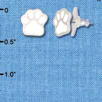 F1183 - Small White Paw - Post Earrings (1 Pair per package)