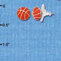 F1188 - Mini Enamel Basketball - Post Earrings (1 Pair per package)