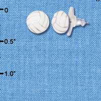F1191 - Mini Enamel Volleyball - Post Earrings (1 Pair per package)