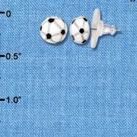 F1192 - Mini Enamel Soccerball - Post Earrings (1 Pair per package)