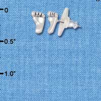 F1209 - Mini Silver Feet - Post Earrings tlf -  (1 Pair per package)