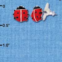 F1212 - Mini Red Ladybug - Post Earrings tlf -  (1 Pair per package)