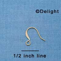 F1221 tlf - Flat Earwire with Loop - Gold Plated Finding