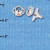 F1225 - Silver Dog Face - Post Earrings tlf -  (1 Pair per package)