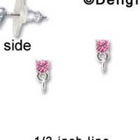 F1232 - Small 3.3mm Hot Pink Swarovski Crystal with Loop - Post Earrings tlf -  (1 Pair per package)