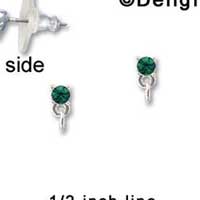 F1234 - Small 3.3mm Emerald Green Swarovski Crystal with Loop - Post Earrings tlf -  (1 Pair per package)