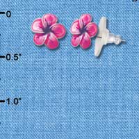 F1241 - Small Hot Pink & Purple Flower - Post Earrings tlf -  (1 Pair per package)