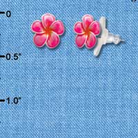 F1242 - Small Hot Pink & Orange Flower - Post Earrings tlf -  (1 Pair per package)