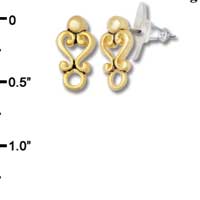 F1249 tlf - Filigree Heart with Loop - Gold Plated Post Earrings (1 Pair per package)