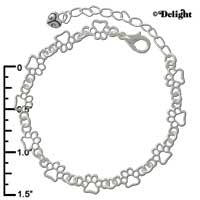 F1261 tlf - Mini Open Paw Silver Link Charm Bracelet