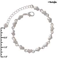 F1262 tlf - Mini Smooth & Scroll Heart Link Charm Bracelet