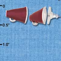 F1264 tlf - Mini Maroon Megaphone - Post Earrings