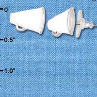 F1272 tlf - Mini White Megaphone - Post Earrings