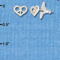 F1343 tlf - Mini Silver Heart Peace Sign - Post Earrings (1 pair per package)