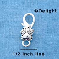 F1359 tlf - Silver Paw - Im. Rhodium Lobster Claw Clasp