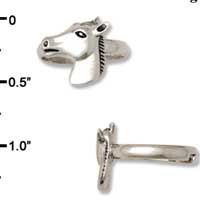 F1381 tlf - Silver Horse Head - Adjustable - Im. Rhodium Ring