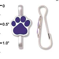 F1385 tlf - Purple Paw - Im. Rhodium Plated Lanyard Clip