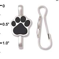 F1386 tlf - Black Paw - Im. Rhodium Plated Lanyard Clip