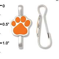 F1387 tlf - Orange Paw - Im. Rhodium Plated Lanyard Clip