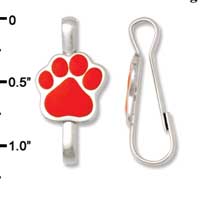 F1390 tlf - Red Paw - Im. Rhodium Plated Lanyard Clip