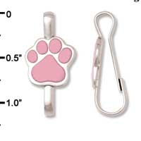 F1393 tlf - Pink Paw - Im. Rhodium Plated Lanyard Clip