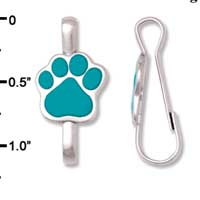 F1394 tlf - Teal Paw - Im. Rhodium Plated Lanyard Clip