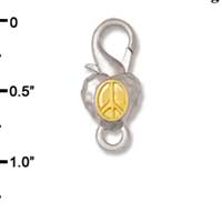 F1405 tlf - Two Tone Peace in Heart - Im. Rhodium and Gold Plated Large Lobster Claw Clasp