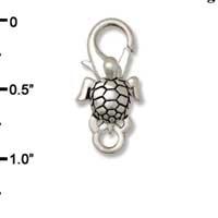 F1407 tlf - Sea Turtle - Im. Rhodium Plated Large Lobster Claw Clasp