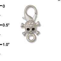 F1411 tlf - Swarovski Crystal Skull - Im. Rhodium Plated Large Lobster Claw Clasp
