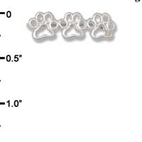 F1416 tlf - 3 Mini Open Paw - Silver Plated Charm Pin