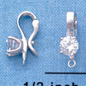 F1427 tlf -  Swarovski Crystal Hinged Bail with Loop - Silver Plated Finding