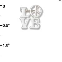 F1441 tlf - Love with Open Peace Sign - Silver Plated Pin