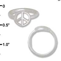 F1446 tlf - Open Peace Sign - Size 7 - Silver Plated Ring