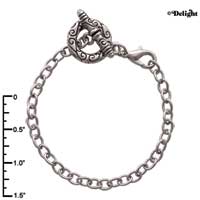 F1490 tlf - Circle Toggle - Im. Rhodium Plated Large Hole Bead Bracelet
