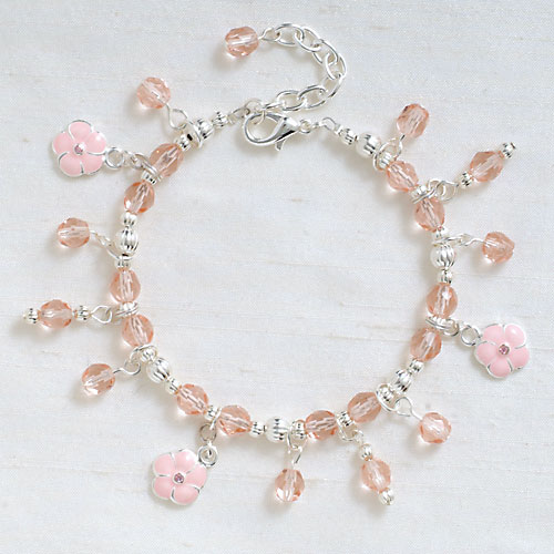 Pink Flowers Charm Bracelet