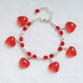 Red Glitter Hearts Charm Bracelet