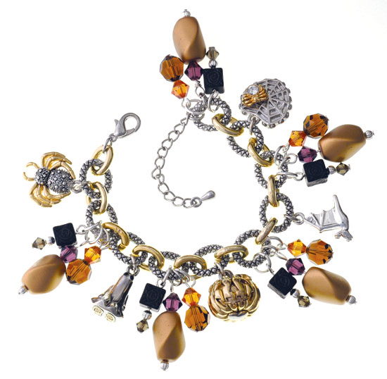 Gold Charm Bracelets on Gold Purple Halloween Charm Bracelet