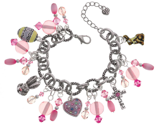 Pink Crystal Easter Charm Bracelet
