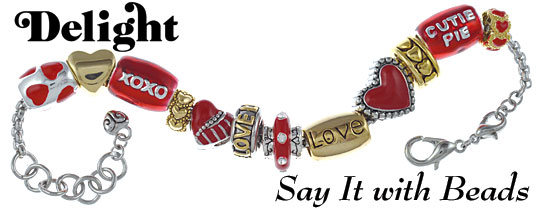 Red Valentine's Large Hole Bead Bracelet