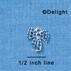 Sapphire Blue Swarovski Crystal Bow - Silver Charm