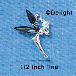 Silver Fairy with Blue Swarovski Crystal Wings - Silver Charm