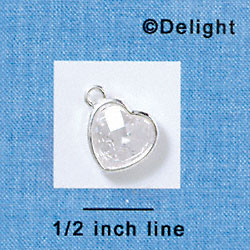 Heart - Clear Crystal - Silver Charm