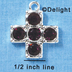 Cross - Extra Large Purple Amethyst Swarovski - Silver plated Pendant