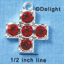 Cross - Extra Large Red Swarovski - Silver plated Pendant